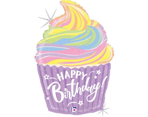 27in PASTEL BIRTHDAY CUPCAKE FOIL BALLOON
