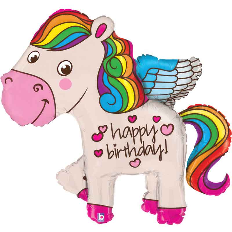 44in RAINBOW BIRTHDAY PONY FOIL BALLOON