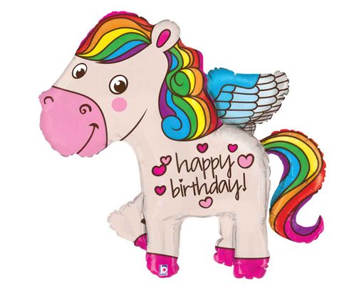 44in RAINBOW BIRTHDAY PONY FOIL BALLOON