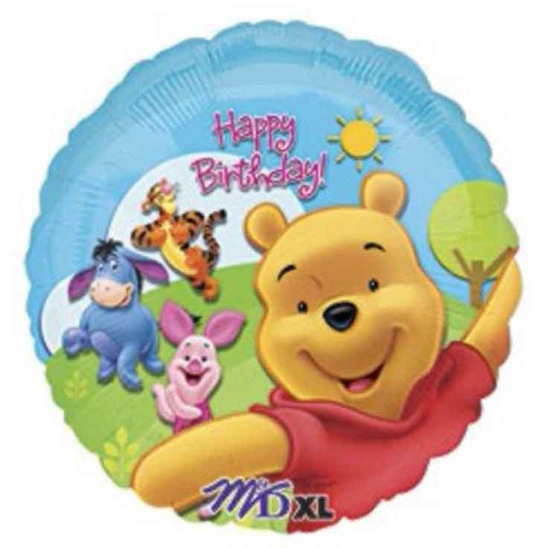 18in POOH & FRIENDS SUNNY BIRTHDAY FOIL BALLOON