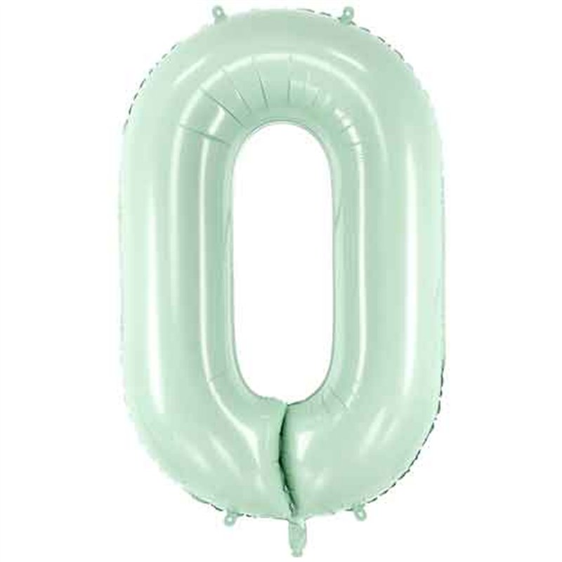 28in PASTEL GREEN NUMBER 0 FOIL BALLOON