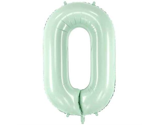 28in PASTEL GREEN NUMBER 0 FOIL BALLOON