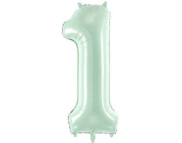 28in PASTEL GREEN NUMBER 1 FOIL BALLOON