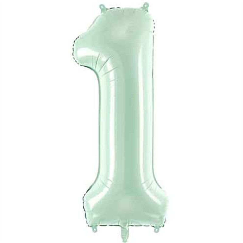 28in PASTEL GREEN NUMBER 1 FOIL BALLOON