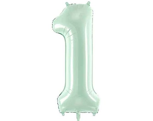 28in PASTEL GREEN NUMBER 1 FOIL BALLOON