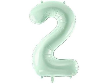 28in PASTEL GREEN NUMBER 2 FOIL BALLOON