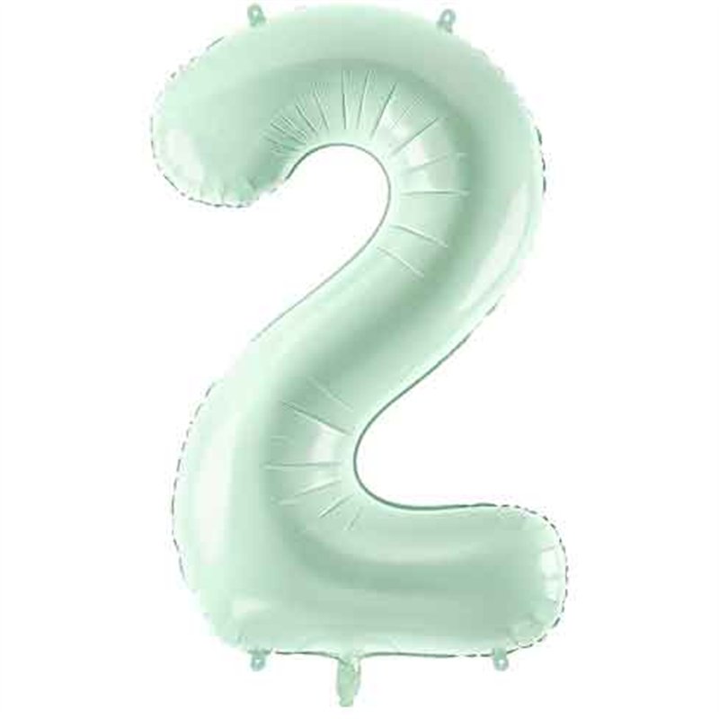28in PASTEL GREEN NUMBER 2 FOIL BALLOON