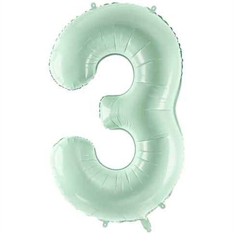 28in PASTEL GREEN NUMBER 3 FOIL BALLOON