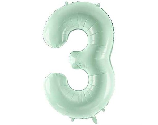 28in PASTEL GREEN NUMBER 3 FOIL BALLOON