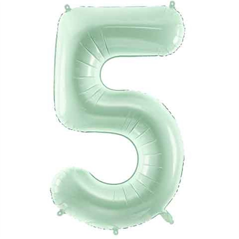 28in PASTEL GREEN NUMBER 5 FOIL BALLOON