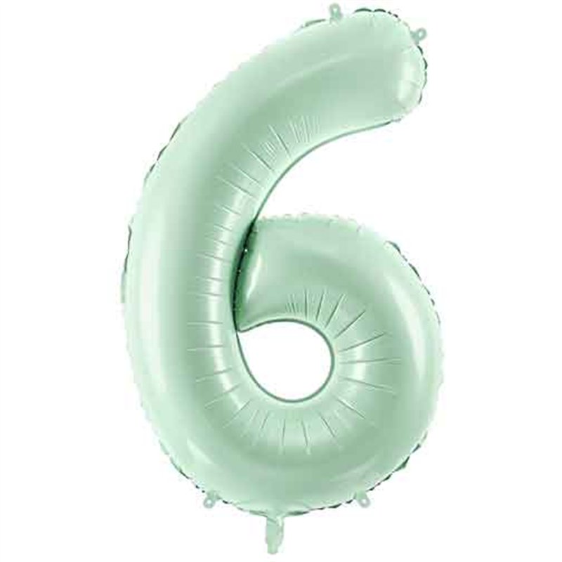 28in PASTEL GREEN NUMBER 6 FOIL BALLOON