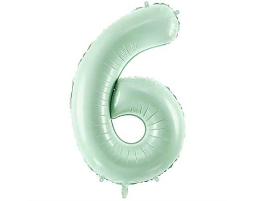 28in PASTEL GREEN NUMBER 6 FOIL BALLOON