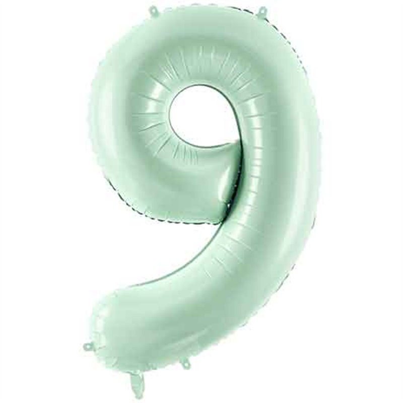 28in PASTEL GREEN NUMBER 9 FOIL BALLOON