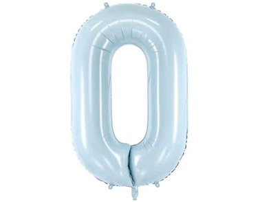 28in PASTEL LIGHT BLUE NUMBER 0 FOIL BALLOON