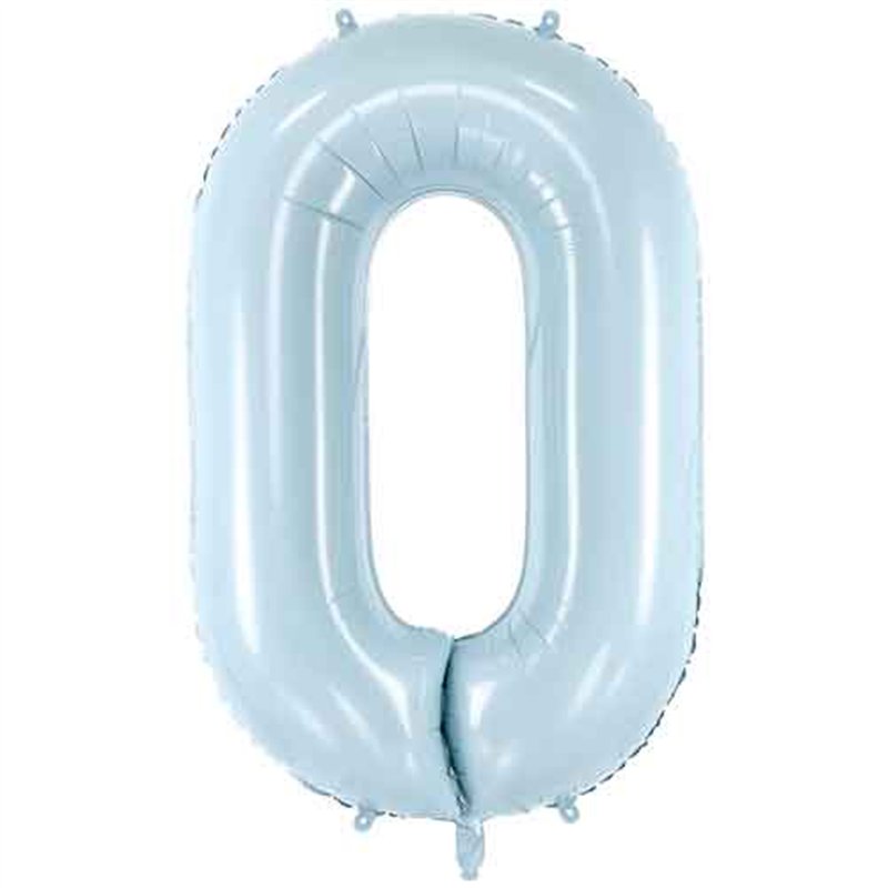28in PASTEL LIGHT BLUE NUMBER 0 FOIL BALLOON