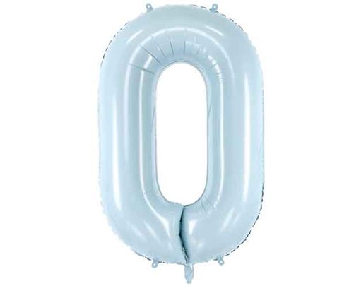28in PASTEL LIGHT BLUE NUMBER 0 FOIL BALLOON