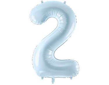 28in PASTEL LIGHT BLUE NUMBER 2 FOIL BALLOON