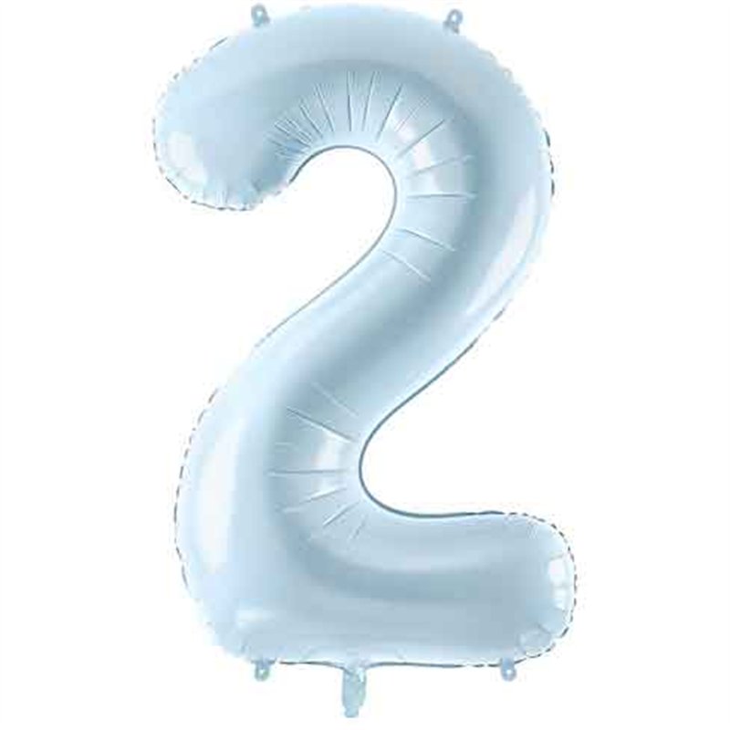 28in PASTEL LIGHT BLUE NUMBER 2 FOIL BALLOON