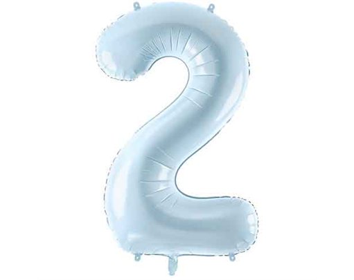 28in PASTEL LIGHT BLUE NUMBER 2 FOIL BALLOON