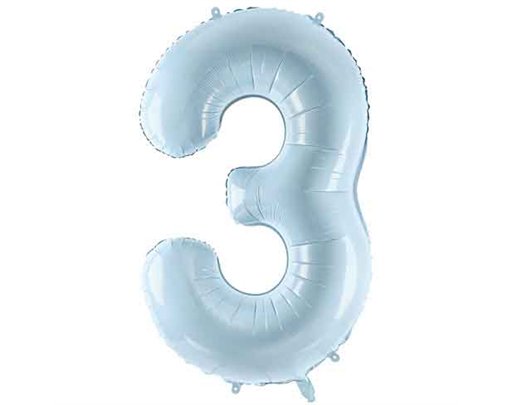 28in PASTEL LIGHT BLUE NUMBER 3 FOIL BALLOON
