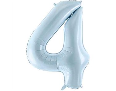 28in PASTEL LIGHT BLUE NUMBER 4 FOIL BALLOON