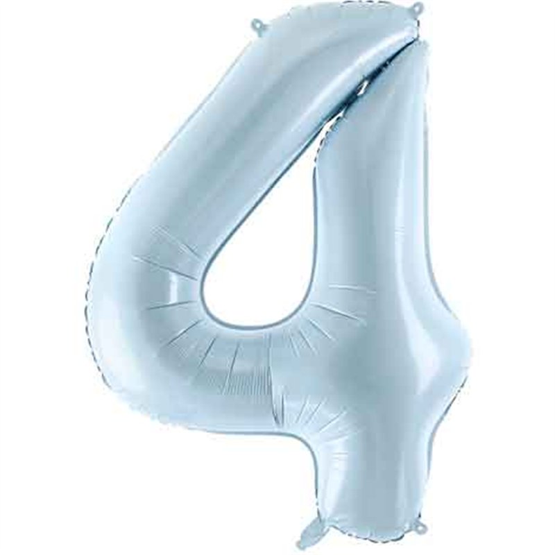 28in PASTEL LIGHT BLUE NUMBER 4 FOIL BALLOON