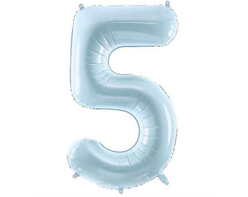 28in PASTEL LIGHT BLUE NUMBER 5 FOIL BALLOON