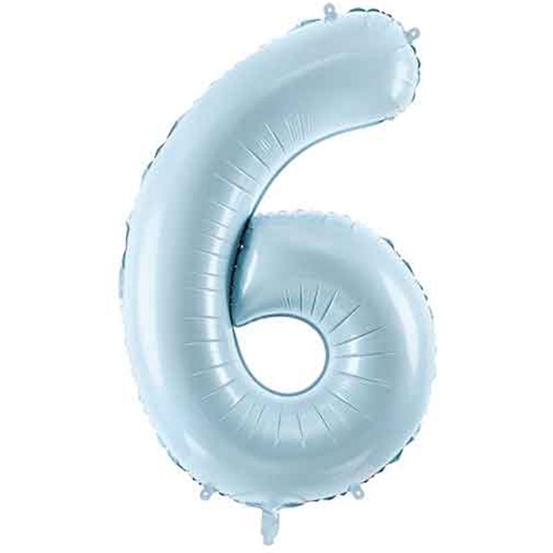 28in PASTEL LIGHT BLUE NUMBER 6 FOIL BALLOON