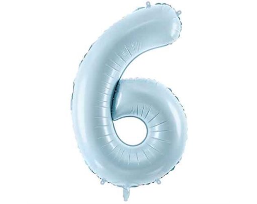 28in PASTEL LIGHT BLUE NUMBER 6 FOIL BALLOON