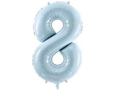 28in PASTEL LIGHT BLUE NUMBER 8 FOIL BALLOON