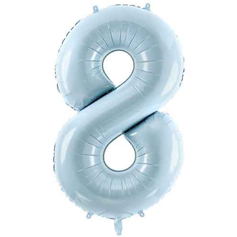 28in PASTEL LIGHT BLUE NUMBER 8 FOIL BALLOON