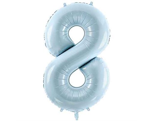 28in PASTEL LIGHT BLUE NUMBER 8 FOIL BALLOON