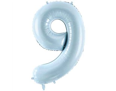 28in PASTEL LIGHT BLUE NUMBER 9 FOIL BALLOON