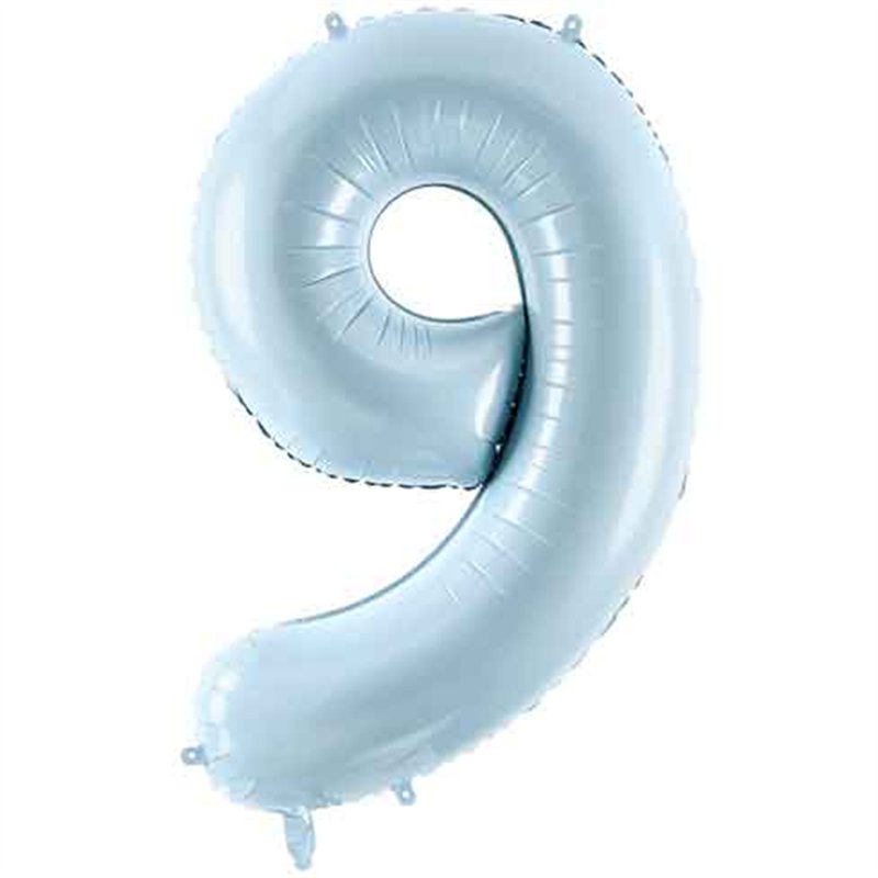 28in PASTEL LIGHT BLUE NUMBER 9 FOIL BALLOON