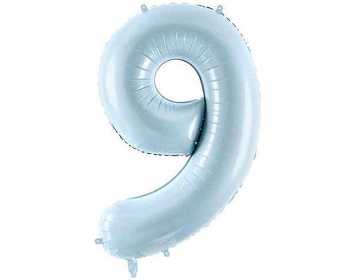 28in PASTEL LIGHT BLUE NUMBER 9 FOIL BALLOON