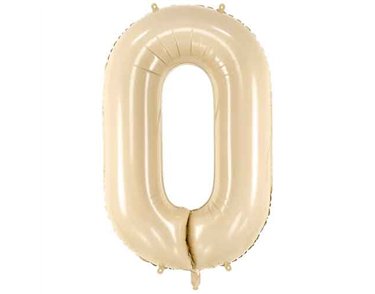 28in PASTEL BEIGE NUMBER 0 FOIL BALLOON