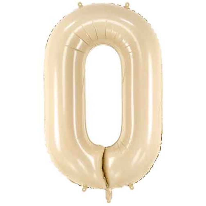 28in PASTEL BEIGE NUMBER 0 FOIL BALLOON