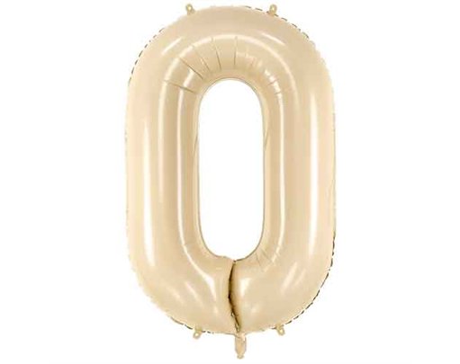 28in PASTEL BEIGE NUMBER 0 FOIL BALLOON