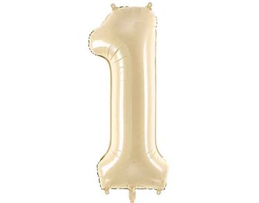 28in PASTEL BEIGE NUMBER 1  FOIL BALLOON
