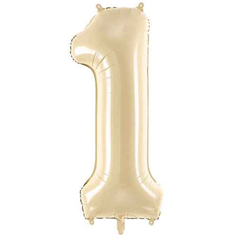 28in PASTEL BEIGE NUMBER 1  FOIL BALLOON
