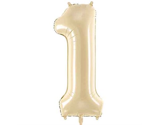 28in PASTEL BEIGE NUMBER 1  FOIL BALLOON