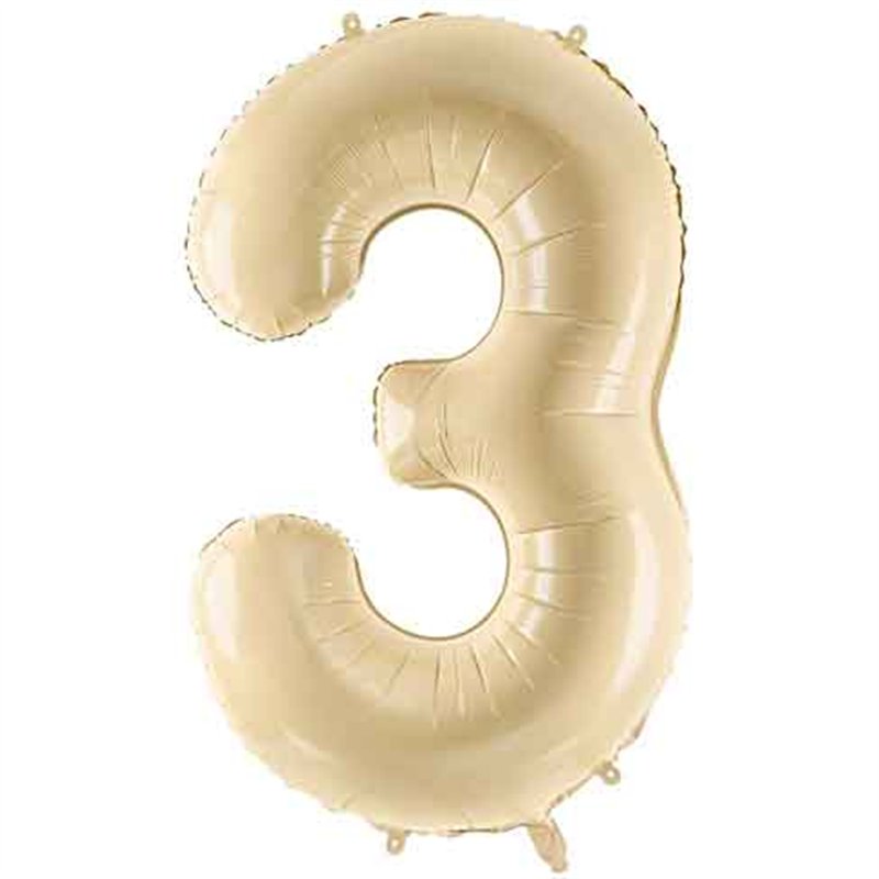 28in PASTEL BEIGE NUMBER 3 FOIL BALLOON