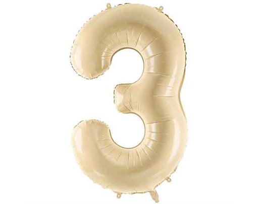 28in PASTEL BEIGE NUMBER 3 FOIL BALLOON