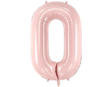 28in PASTEL LIGHT PINK NUMBER 0 FOIL BALLOON