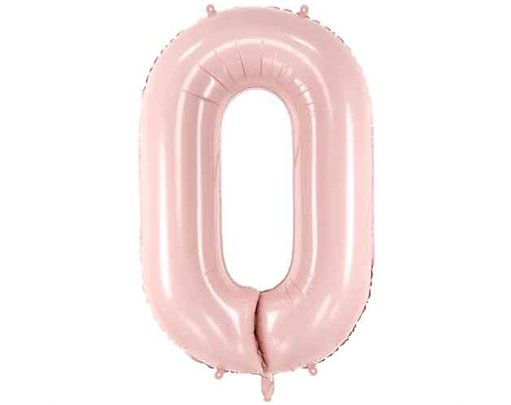 28in PASTEL LIGHT PINK NUMBER 0 FOIL BALLOON