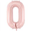 28in PASTEL LIGHT PINK NUMBER 0 FOIL BALLOON