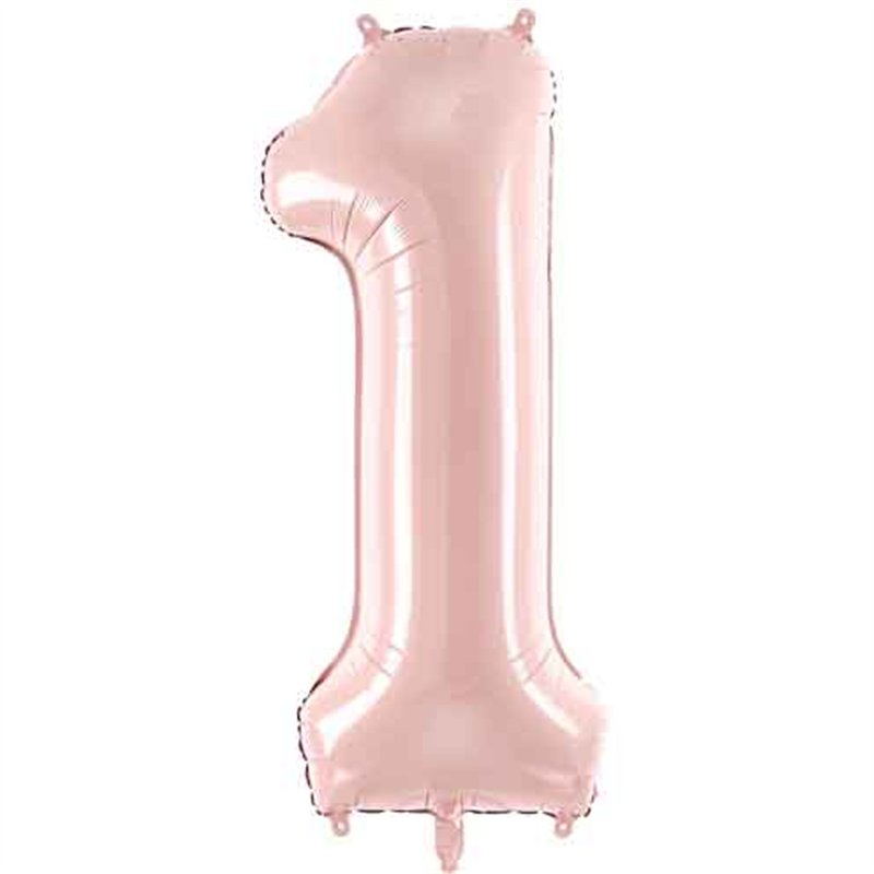 28in PASTEL LIGHT PINK NUMBER 1 FOIL BALLOON