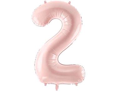 28in PASTEL LIGHT PINK NUMBER 2 FOIL BALLOON