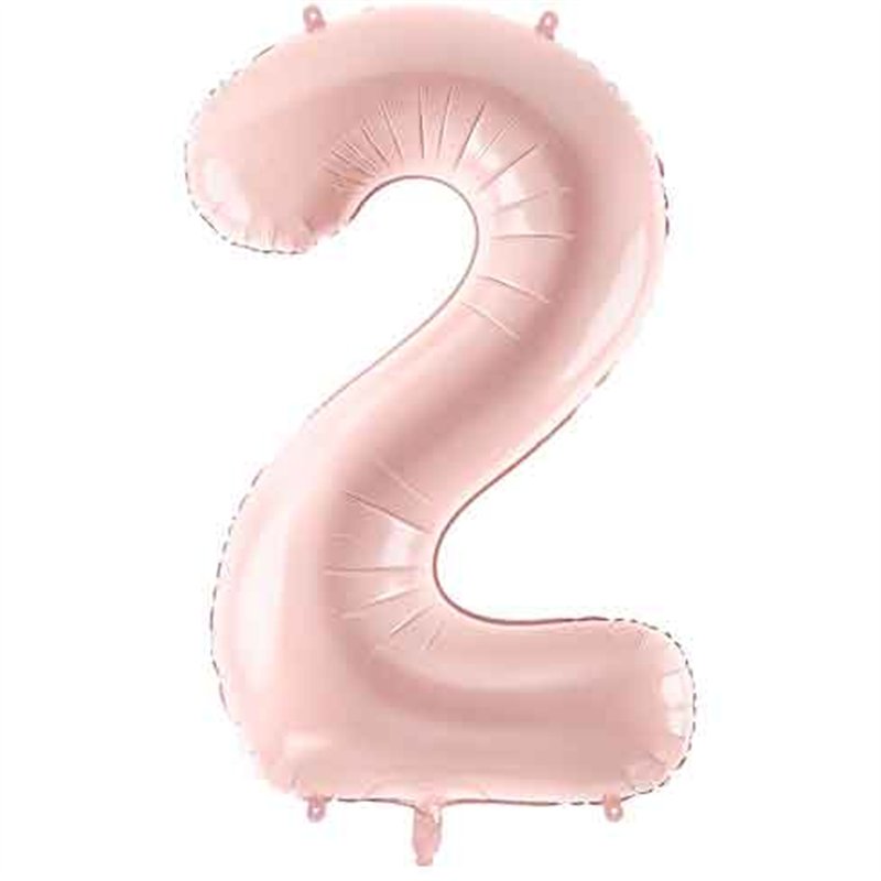 28in PASTEL LIGHT PINK NUMBER 2 FOIL BALLOON