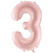28in PASTEL LIGHT PINK NUMBER 3 FOIL BALLOON